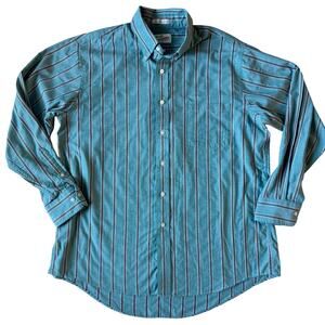 Sears Roebuck Vintage Button Down Shirt Men's 17 34/35 Blue Western Retro‎